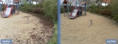 Sandmaxx Sandreinigung - gereinigte Fläche vor einer Rutsche